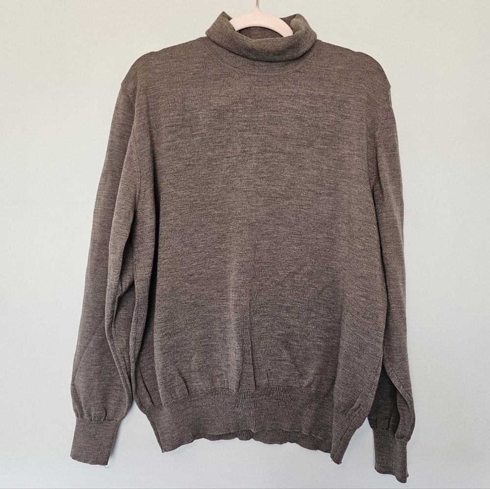 Vintage Lord & Taylor Italian Merino Wool Turtleneck Sweater XL Brown